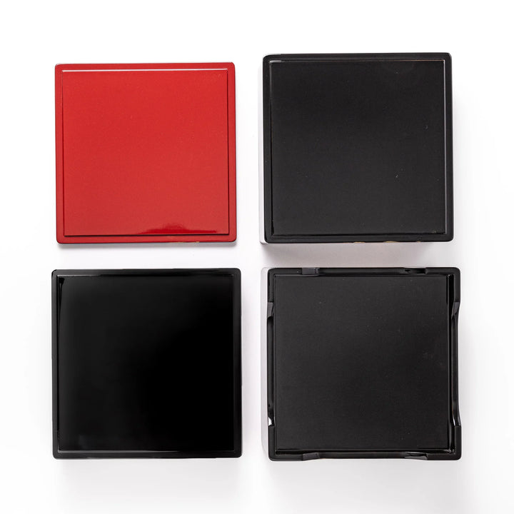 Golden Pine Three-Tier Japanese Jubako Box featuring a hand-painted pine tree design in gold on black lacquer, perfect for festive meals and special occasions.