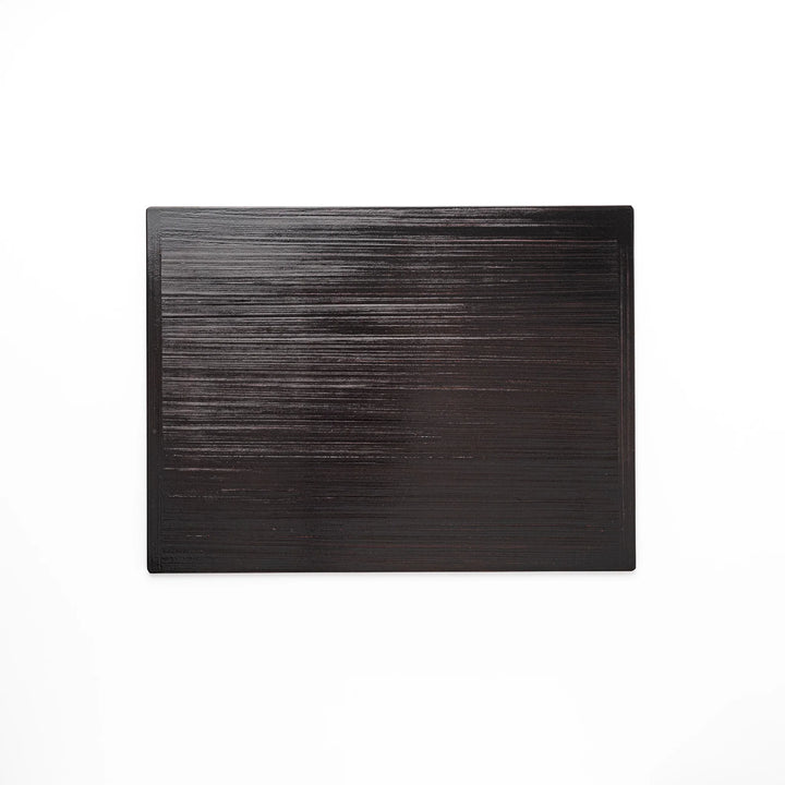 Reversible Japanese Lacquer Tray with a horizontal brush finish in red and black. A refined, versatile piece for elegant serving and everyday use.