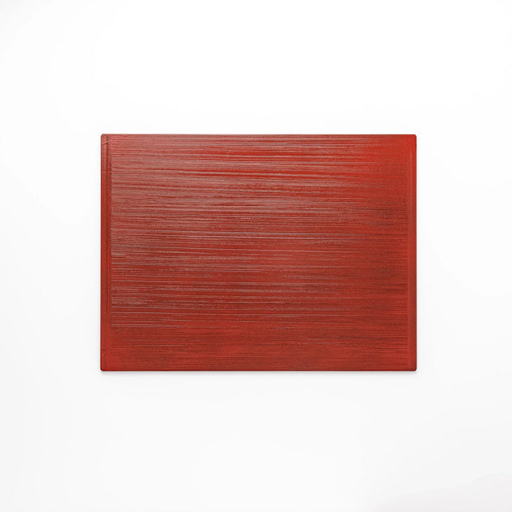 Reversible Japanese Lacquer Tray with a horizontal brush finish in red and black. A refined, versatile piece for elegant serving and everyday use.