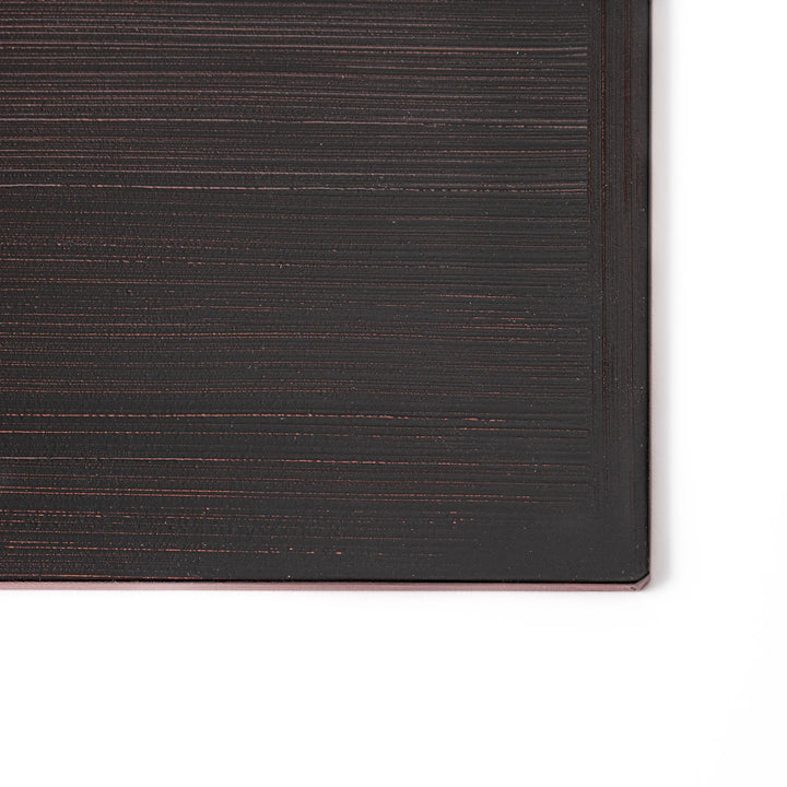Reversible Japanese Lacquer Tray with a horizontal brush finish in red and black. A refined, versatile piece for elegant serving and everyday use.