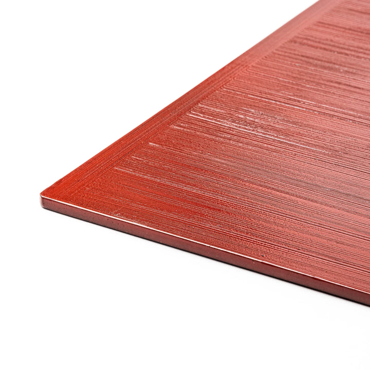 Reversible Japanese Lacquer Tray with a horizontal brush finish in red and black. A refined, versatile piece for elegant serving and everyday use.