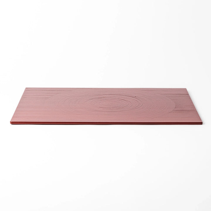 Reversible Japanese Lacquer Tray with textured circular brush design in red and black. A stylish, functional piece for modern Japanese dining.