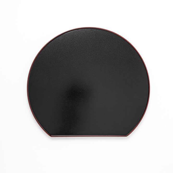 Reversible Japanese Half-Moon Lacquered Tray in red and black. A minimalist serving tray that blends form and function for modern Japanese dining.