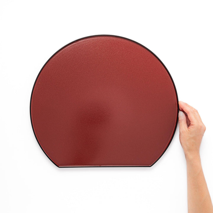 Reversible Japanese Half-Moon Lacquered Tray in red and black. A minimalist serving tray that blends form and function for modern Japanese dining.