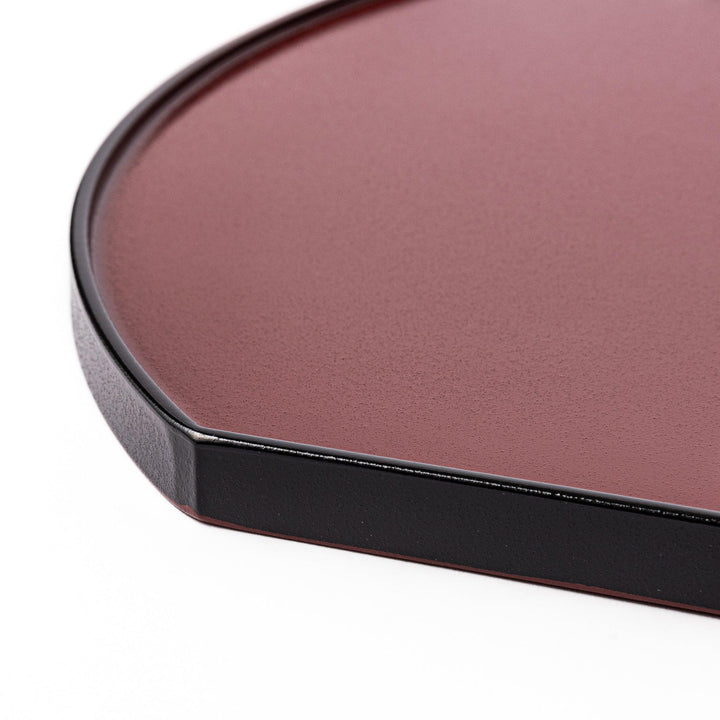 Reversible Japanese Half-Moon Lacquered Tray in red and black. A minimalist serving tray that blends form and function for modern Japanese dining.