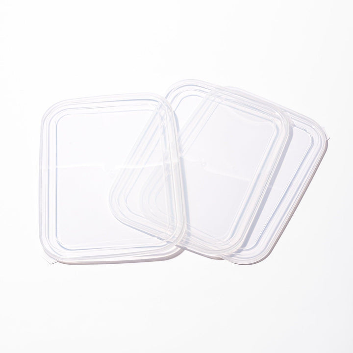 Transparent replacement lids for stainless steel prep trays with snug-fitting seal and durable construction for efficient food storage.