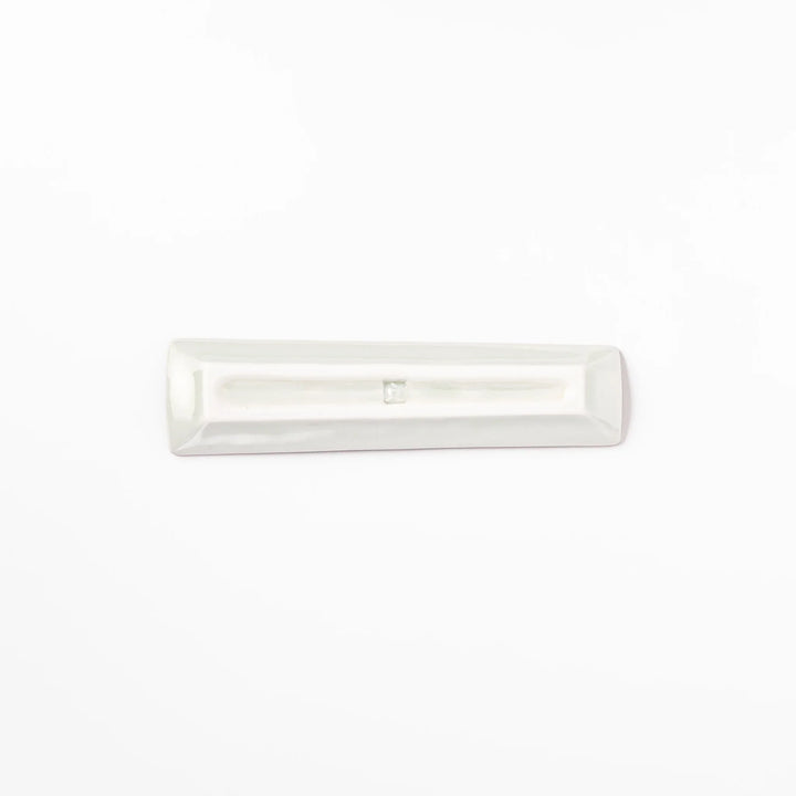 Japanese porcelain chopstick rest with whimsical France design featuring Eiffel Tower, Arc de Triomphe, and colorful trees