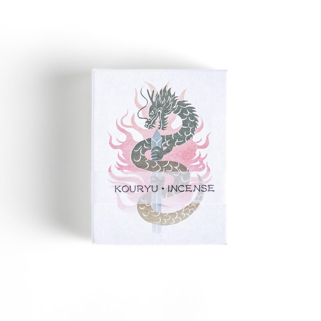 Dragon-themed incense featuring a striking illustration of a coiling dragon with fiery accents, offering a bold and aromatic experience in every stick.