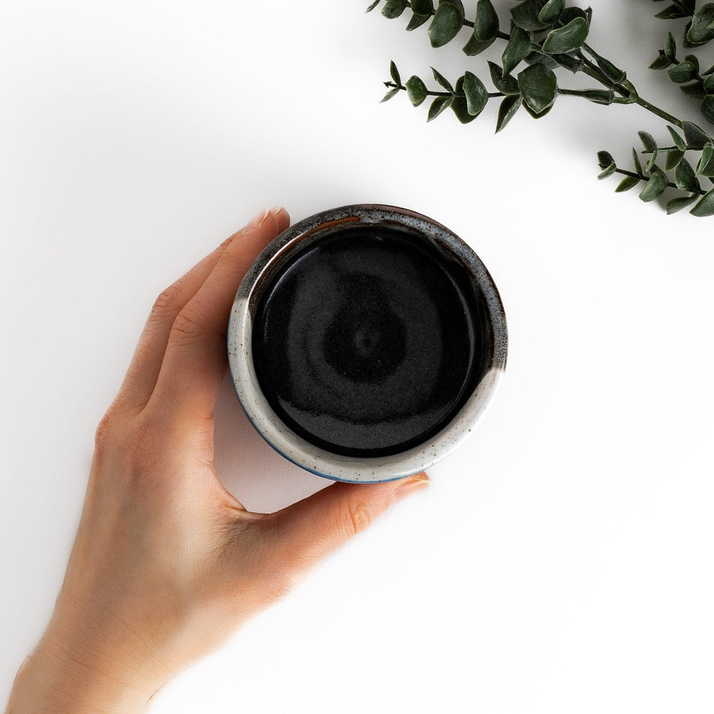 Tea Cups featuring Hokusai's Red Mount Fuji design, with vibrant red, blue, and white colors for a striking display.