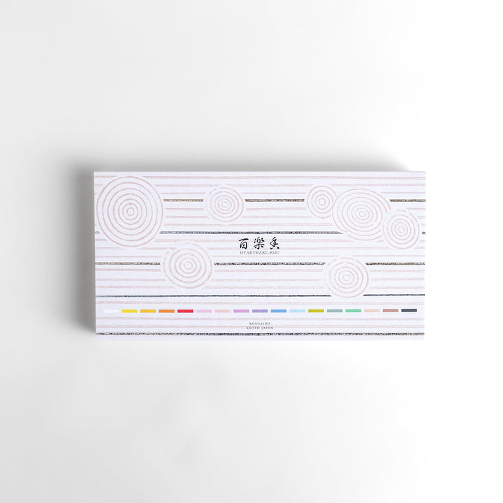 Incense set featuring 17 assorted fragrances in a beautifully arranged box, elegantly packaged with a refined white design accented by subtle circular patterns for a luxurious aromatic experience.