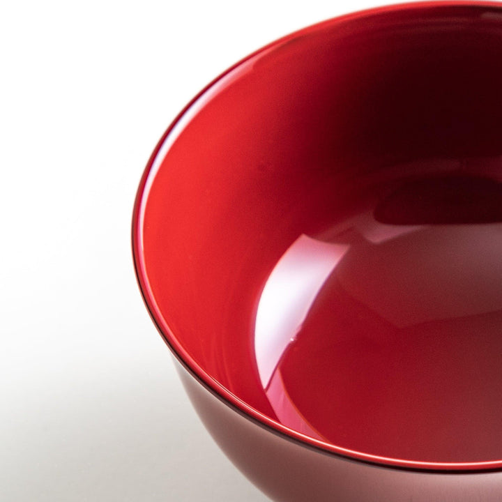 A smooth, glossy lacquer bowl with a minimalist design, perfect for soups or side dishes. Available in red and black.