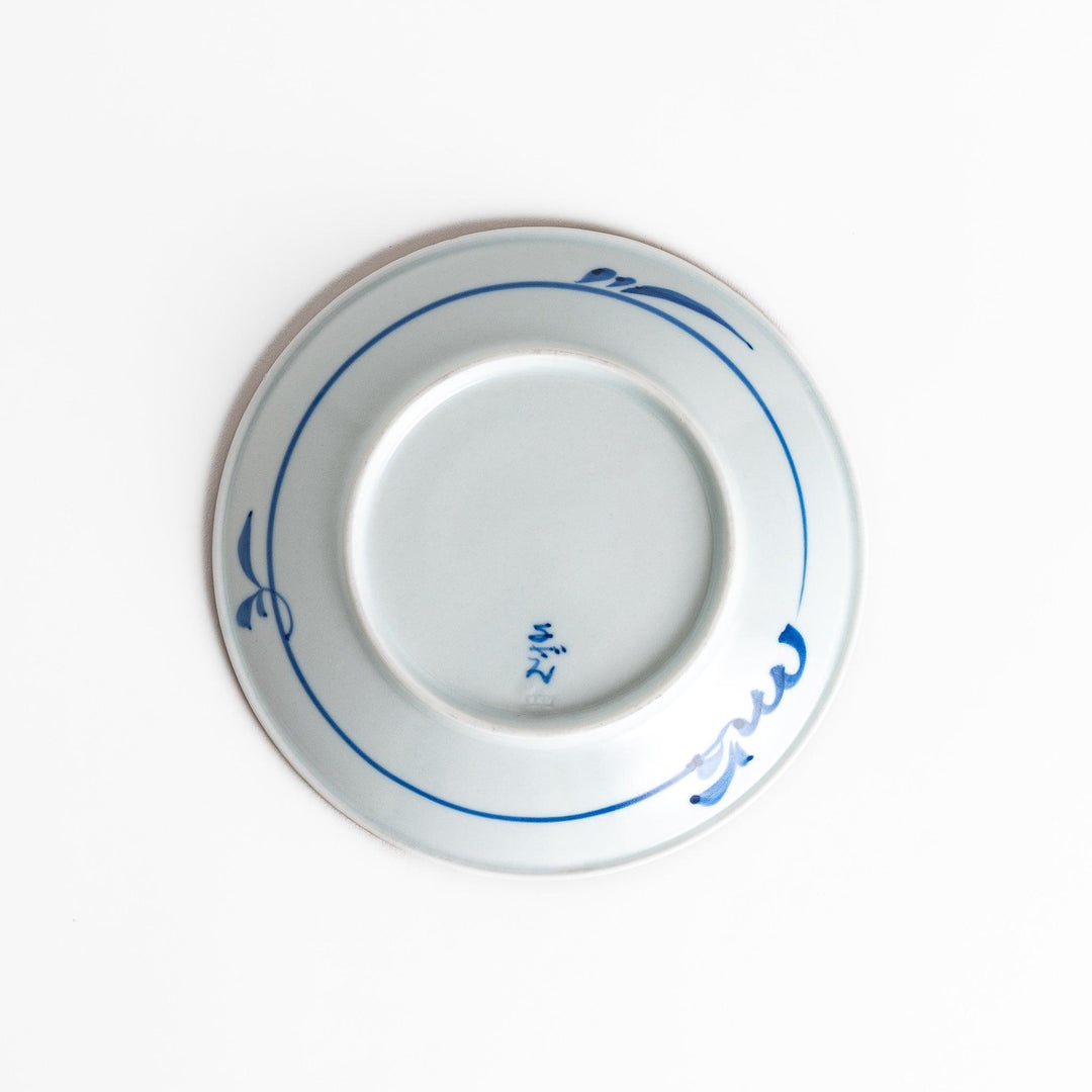 Dessert Plate featuring a beautiful blue spotted floral design with a delicate, beaded rim for an elegant touch.