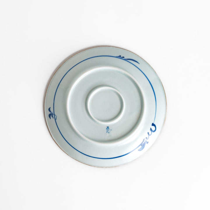 Salad Plate featuring a delicate blue spotted floral design with a beaded rim for an elegant touch.