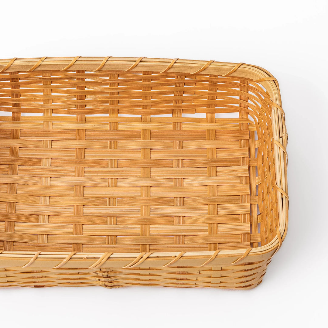 Close up of handcrafted Japanese Goza weave bamboo showing the detailed horizontal patterns and natural finish