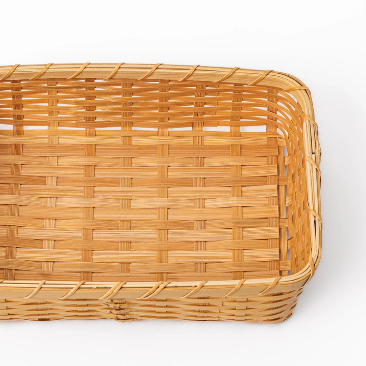 Close up of handcrafted Japanese Goza weave bamboo showing the detailed horizontal patterns and natural finish