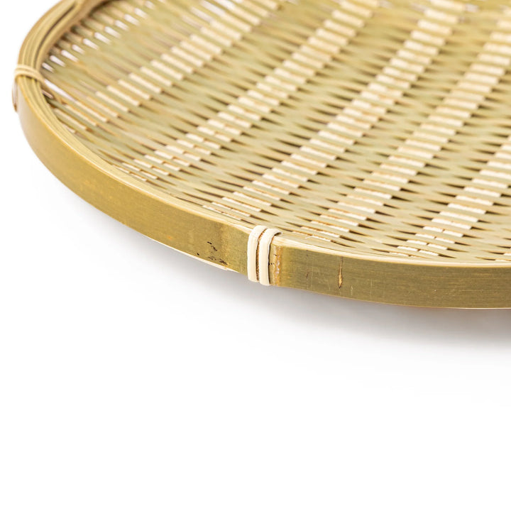 Small size traditional Japanese bamboo zaru strainer basket for elegant side dish plating and food preparation