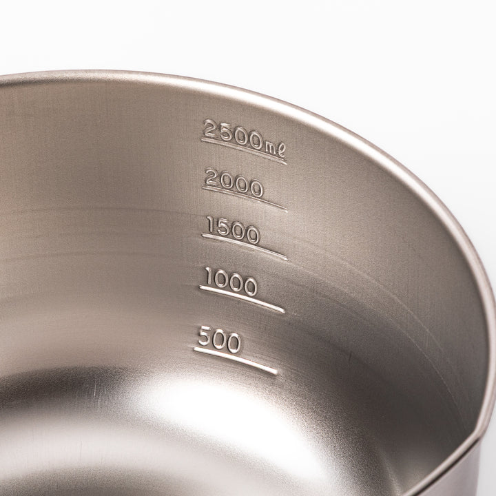 AUX Japanese Stainless Steel Mixing Bowl with Handle showing interior measurement markings on white background