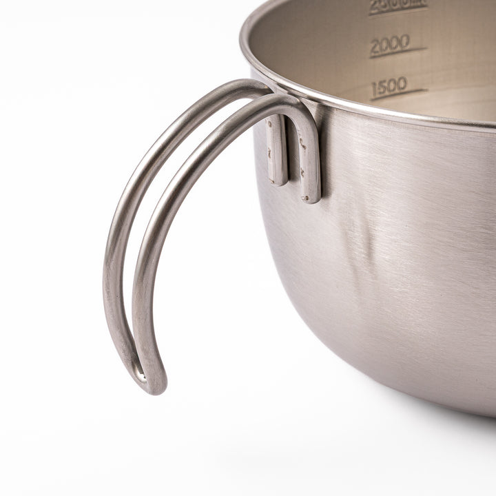 AUX Japanese Stainless Steel Mixing Bowl with Handle showing interior measurement markings on white background