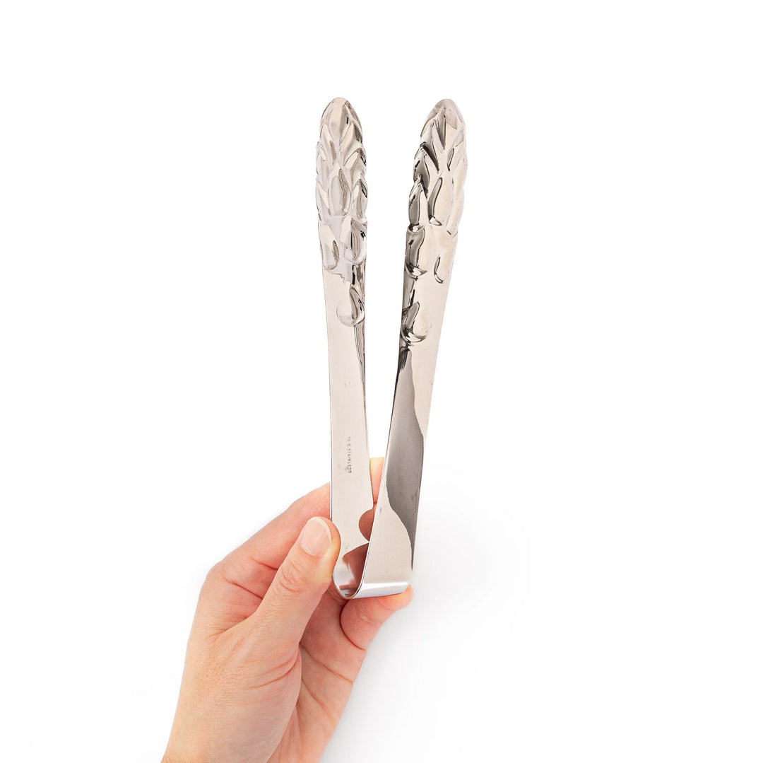 Japanese asparagus serving tongs with unique vegetable shaped tips premium stainless steel kitchen cooking utensil