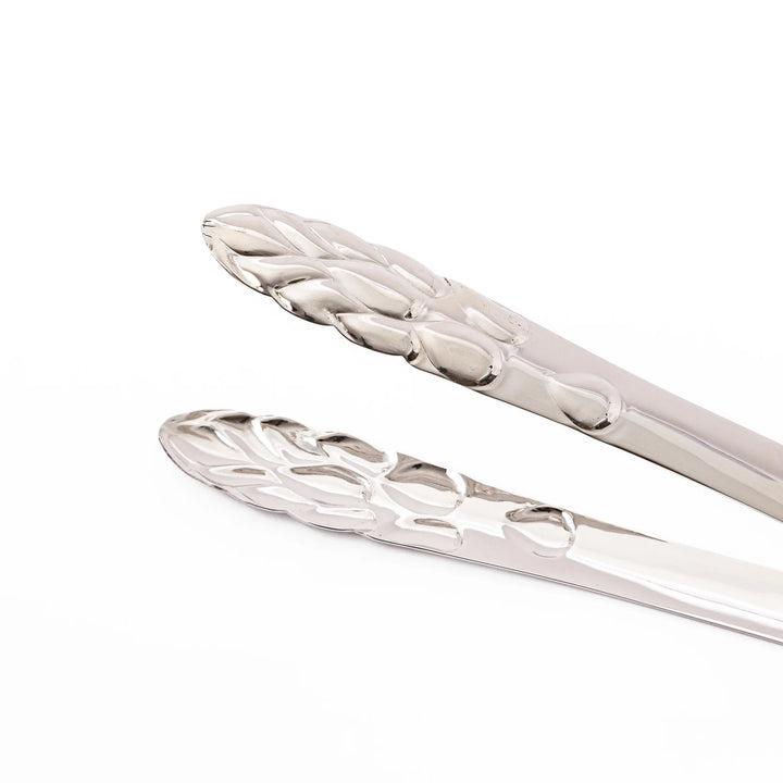 Japanese asparagus serving tongs with unique vegetable shaped tips premium stainless steel kitchen cooking utensil