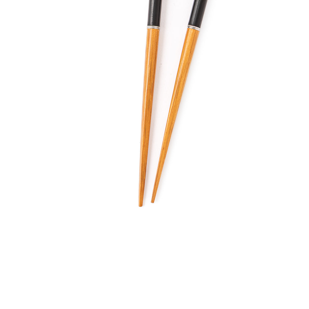 Bunny portable Japanese travel chopsticks featuring a black handle with cute rabbit and sakura cherry blossom patterns