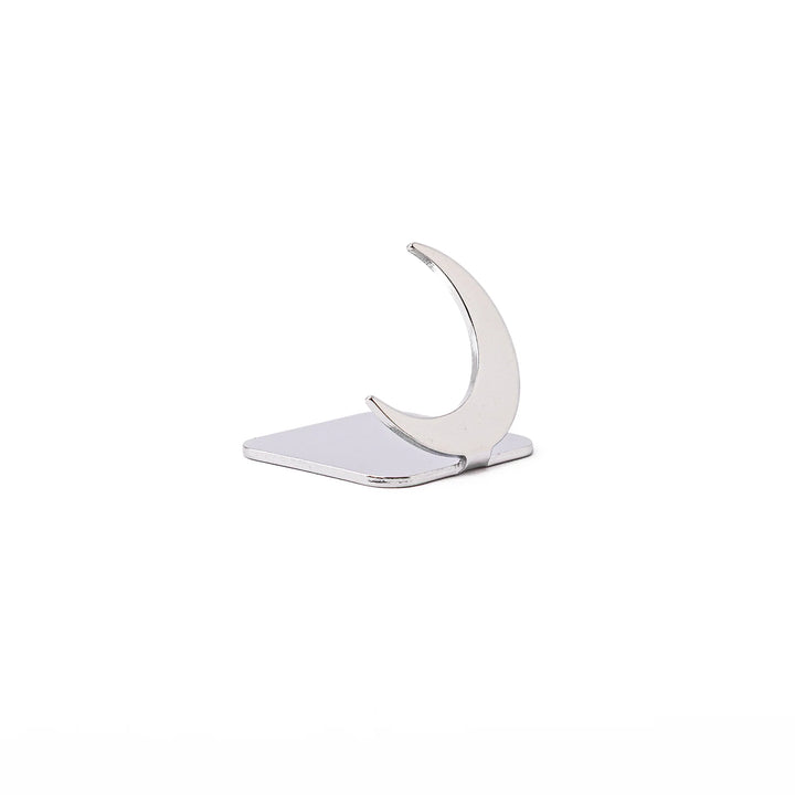 Elegant celestial silver chopstick rest showing unique curved crescent moon design sleek metallic hashioki holder