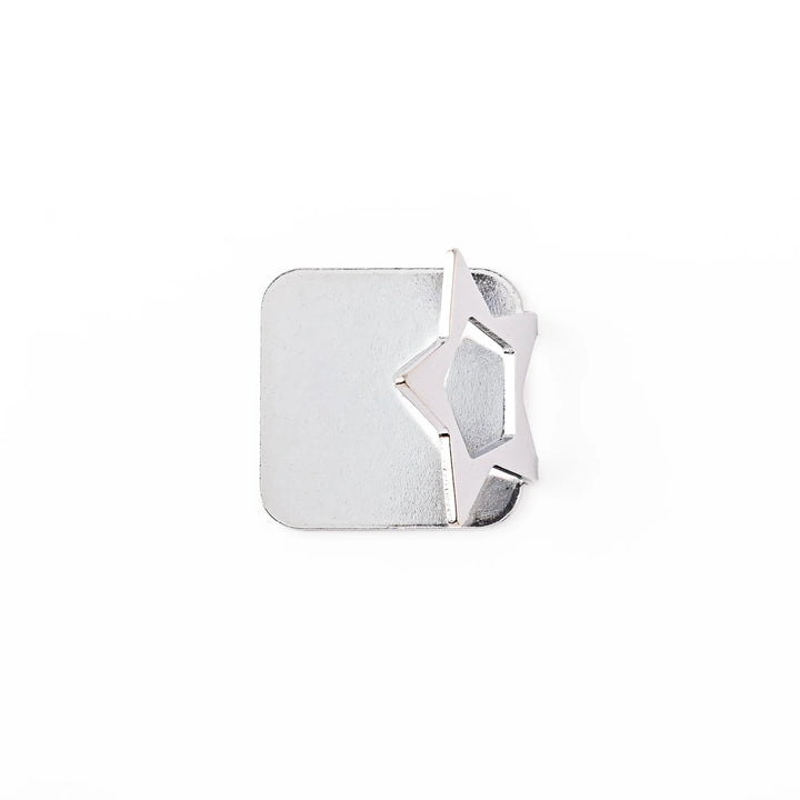 Elegant celestial silver chopstick rest showing unique hollow star design sleek metallic luxury hashioki holder