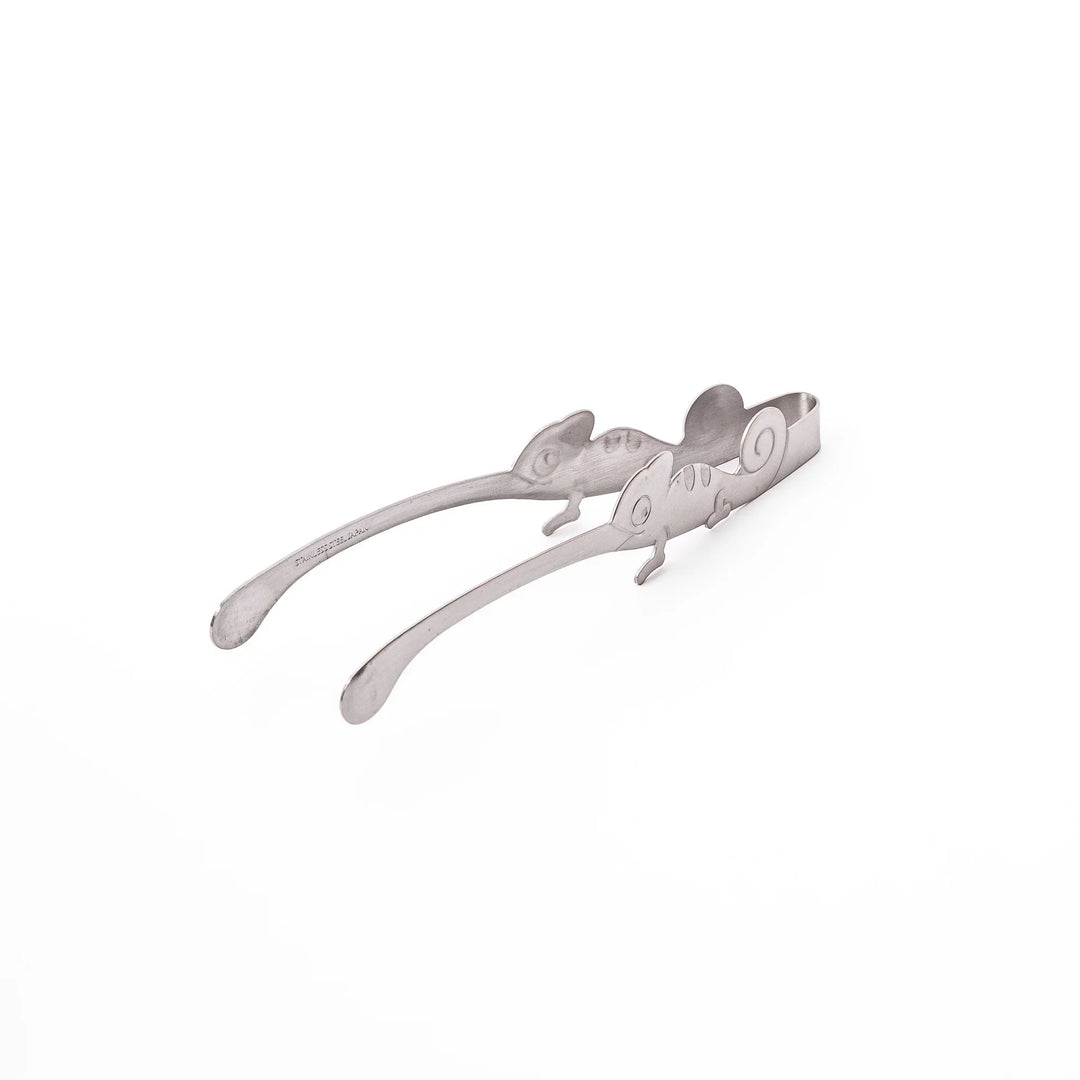 Unique Japanese chameleon kitchen tongs with creative animal shaped handle premium stainless steel food serving utensil