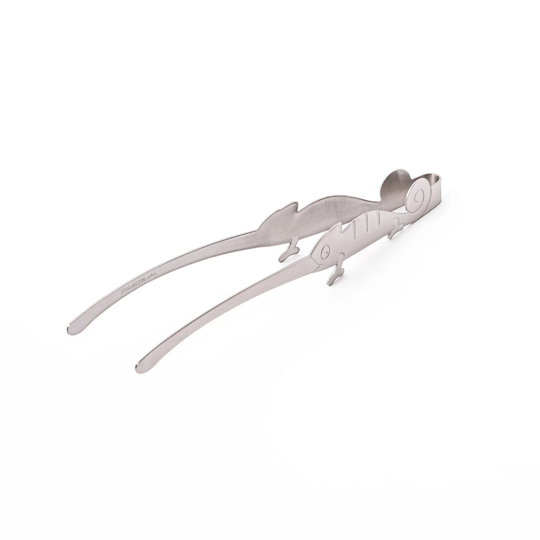 Unique Japanese chameleon kitchen tongs with creative animal shaped handle premium stainless steel food serving utensil