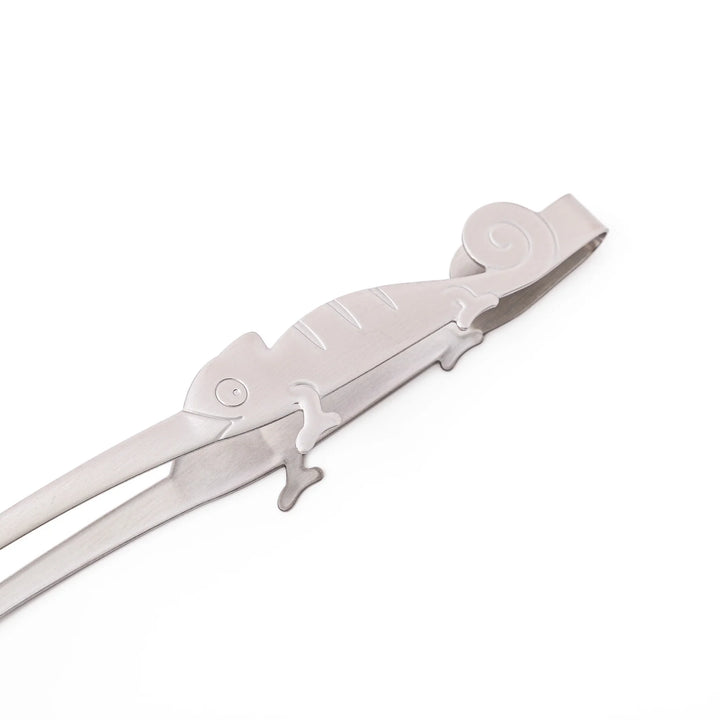 Unique Japanese chameleon kitchen tongs with creative animal shaped handle premium stainless steel food serving utensil
