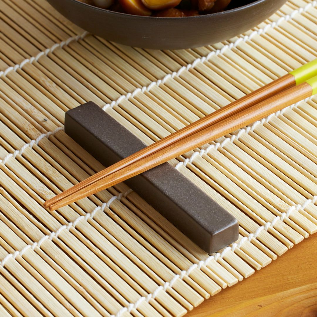 Cozy Japandi Chopstick Rest in matte brown, blending minimal Japanese design with warm natural tones.