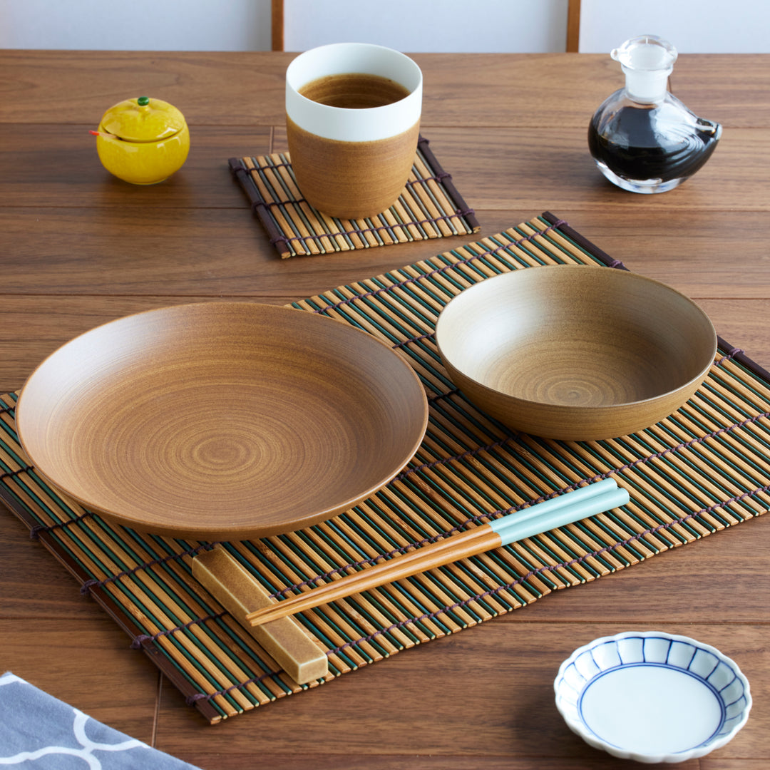 Cozy Japandi 4-Piece Dinnerware Set - Beige, blending earthy tones with a modern minimalist design, perfect for refined everyday dining.