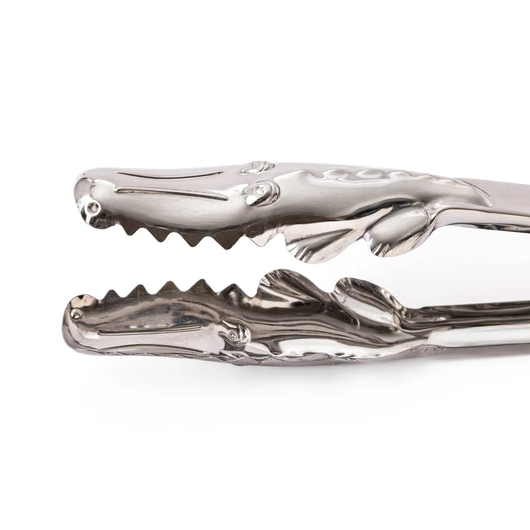 Unique Japanese stainless steel crocodile tongs decorative alligator shape food server for salads BBQ and appetizers
