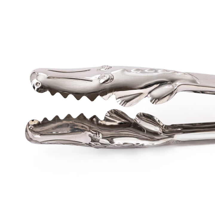 Unique Japanese stainless steel crocodile tongs decorative alligator shape food server for salads BBQ and appetizers