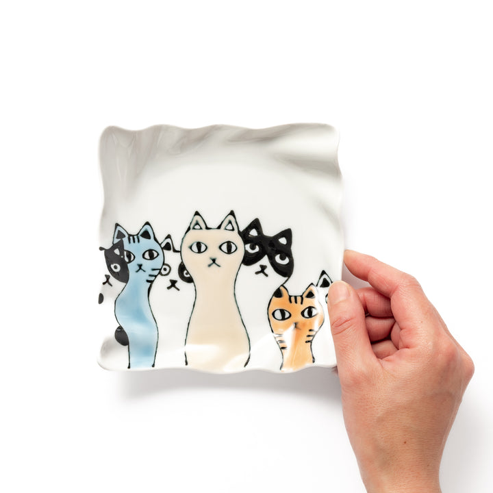 Curious Cats Wavy Dessert Plate