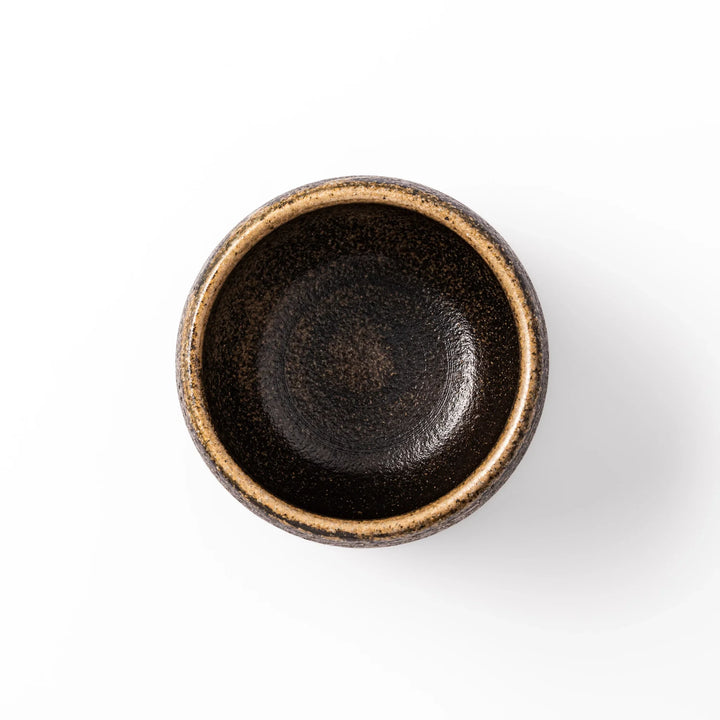 Dark brown ceramic rice storage bowl with matching lid, featuring a textured rustic finish, designed for storing freshly cooked rice.