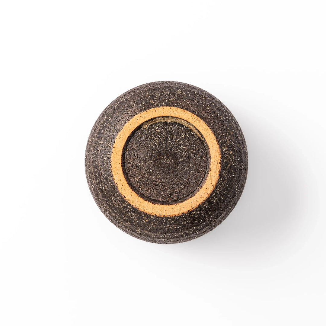 Dark brown ceramic rice storage bowl with matching lid, featuring a textured rustic finish, designed for storing freshly cooked rice.