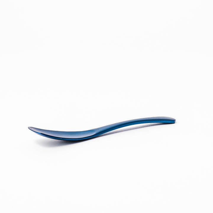 Blue aluminum ice cream spoon with a sleek matte finish and flat tip, designed for smoothly scooping even the hardest frozen treats.