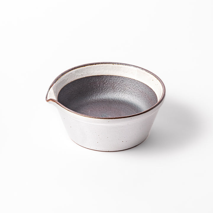 White Grooveless Ceramic Suribachi Mortar Bowl and Hinoki Wood Pestle Set