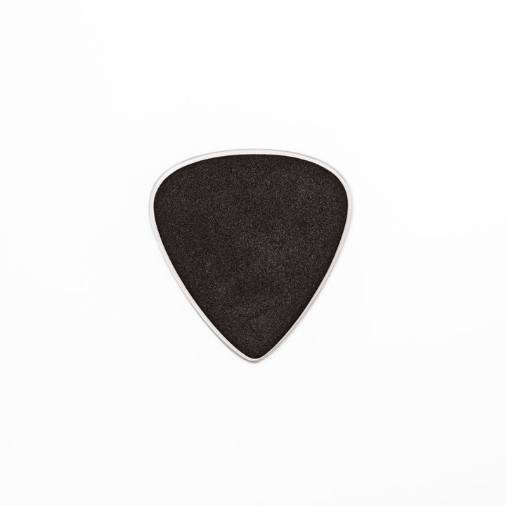 Unique guitar pick shaped stainless steel metal coaster engraved with make line text and cross patterns