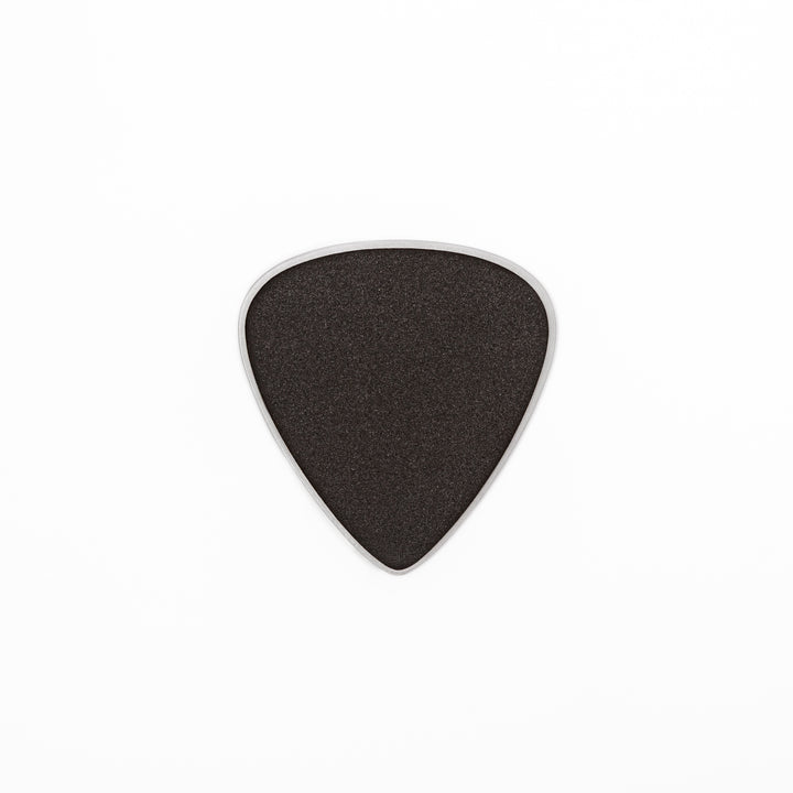 Unique guitar pick shaped metal coaster with vintage matte finish engraved with thousand sounds text and stars