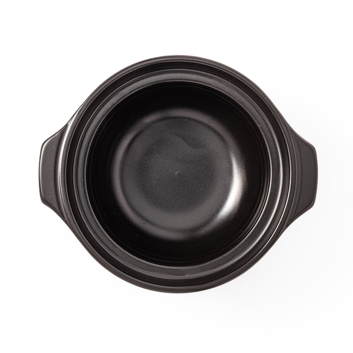 HARIO GohanGama ceramic rice cooker pot with a clear glass lid, designed for traditional Japanese stove top cooking