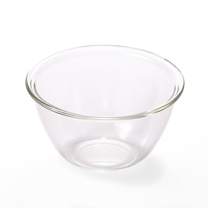 Large 2.2L HARIO heat resistant glass mixing bowl, a deep and durable clear kitchenware bowl for cooking and baking prep