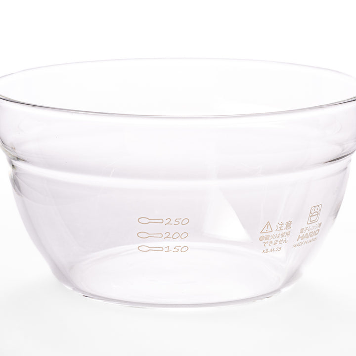 Set of three HARIO heat resistant glass prep bowls with pour spouts, featuring versatile sizes for easy food preparation
