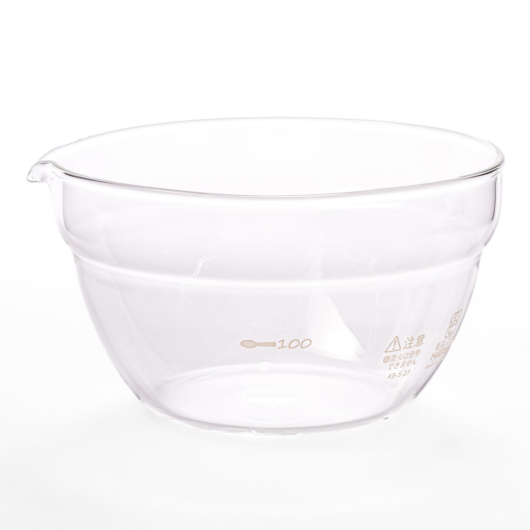 Set of three HARIO heat resistant glass prep bowls with pour spouts, featuring versatile sizes for easy food preparation