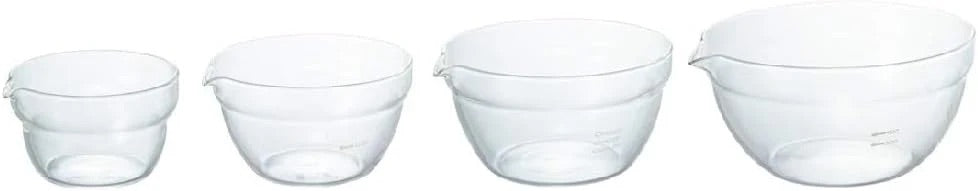 HARIO Heat-Resistant Glass Mixing Bowl Set with Pour Spouts (Set of 4)