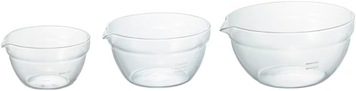 HARIO Heat-Resistant Glass Mixing Bowl Set with Pour Spouts (Set of 3)