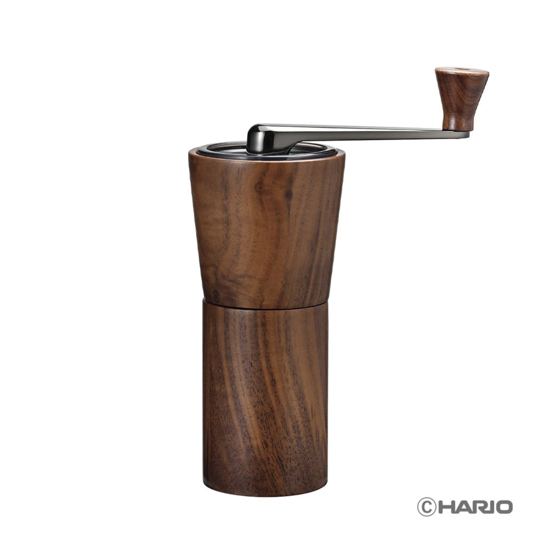 Hario walnut wood coffee grinder manual coffee mill with ceramic burrs stainless steel handle elegant coffeeware
