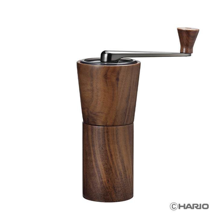 Hario walnut wood coffee grinder manual coffee mill with ceramic burrs stainless steel handle elegant coffeeware