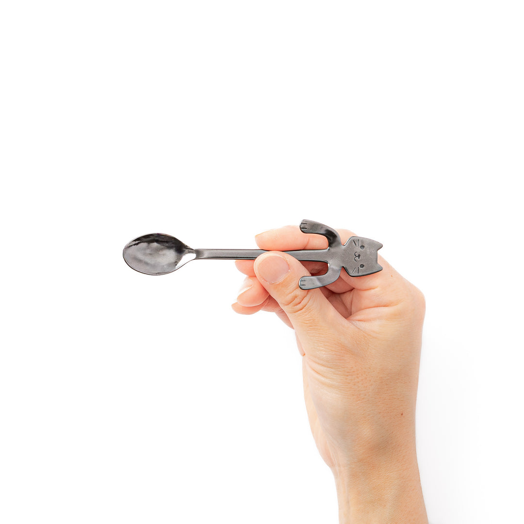 Decorative stainless steel black cat coffee spoon unique hanging paws design perfect small kitchen gift for cat lovers